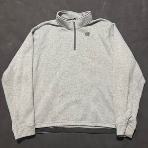 Cinch Sweater Mens 4XL Gray Heathered Fleece 1/4 Zip Pullover Sweatshirt Western